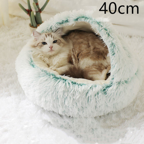 2 In 1 Dog And Cat Bed Pet Winter Bed Round Plush Warm Bed House Soft