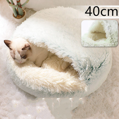 2 In 1 Dog And Cat Bed Pet Winter Bed Round Plush Warm Bed House Soft