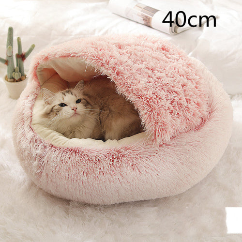 2 In 1 Dog And Cat Bed Pet Winter Bed Round Plush Warm Bed House Soft