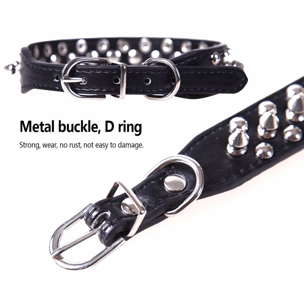 Spiked Studded Leather Dog Collar Rivets Pet Small Large Cat Pit Bull