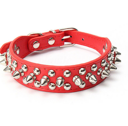 Spiked Studded Leather Dog Collar Rivets Pet Small Large Cat Pit Bull