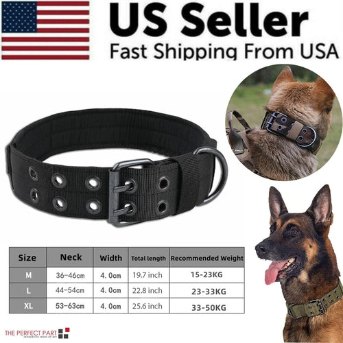 2" Wide Tactical Heavy Duty Nylon Large Dog Collar K9 Military With