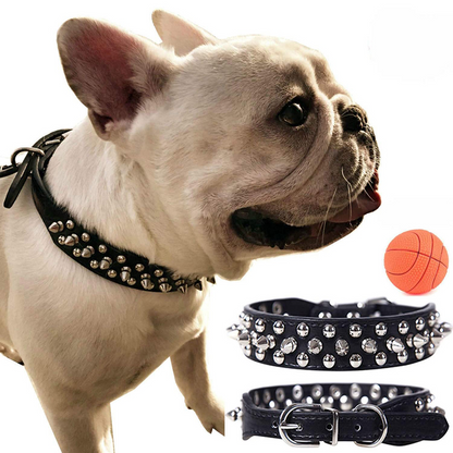 Spiked Studded Leather Dog Collar Rivets Pet Small Large Cat Pit Bull