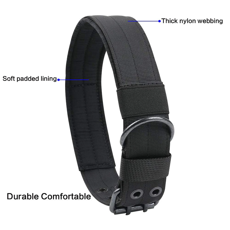 2" Wide Tactical Heavy Duty Nylon Large Dog Collar K9 Military With