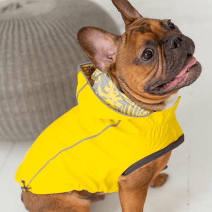 Elasto-Fit waterproof yellow dog raincoat