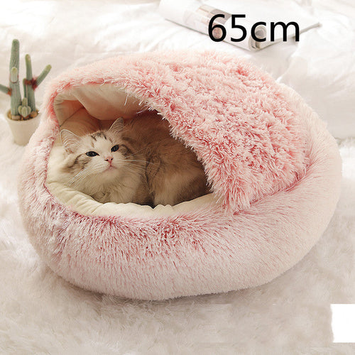 2 In 1 Dog And Cat Bed Pet Winter Bed Round Plush Warm Bed House Soft