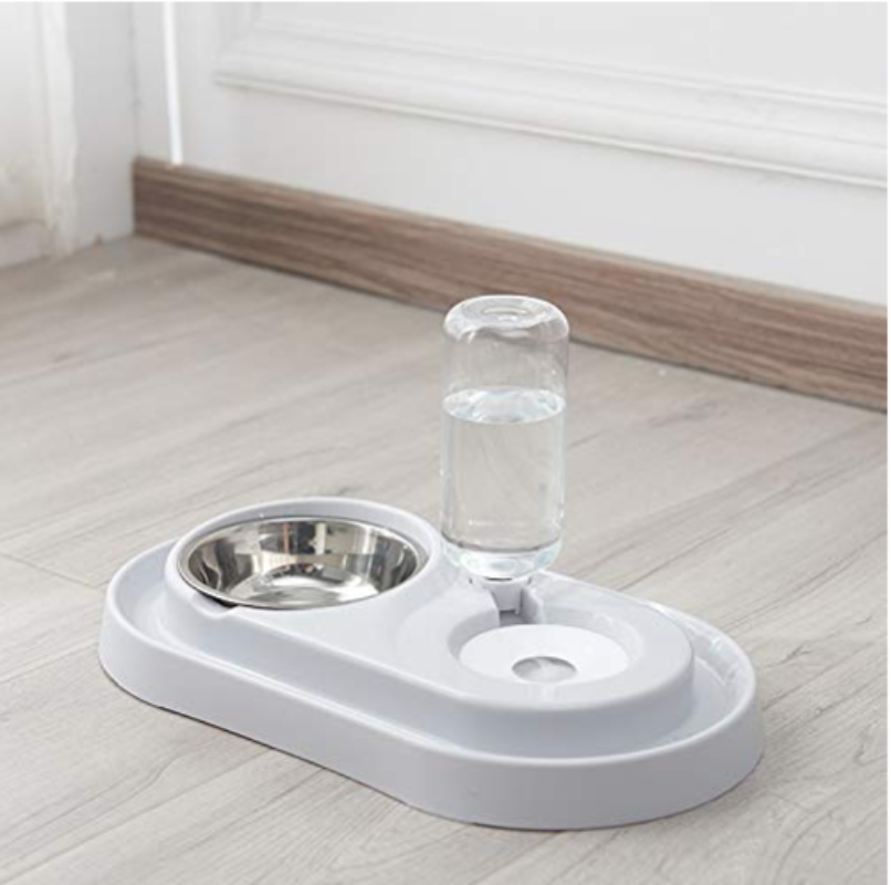 Automatic Pet Feeder and Water Dispenser with Double Stainless Steel Bowls