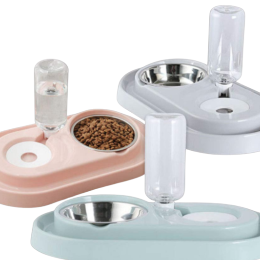 Automatic Pet Feeder and Water Dispenser with Double Stainless Steel Bowls