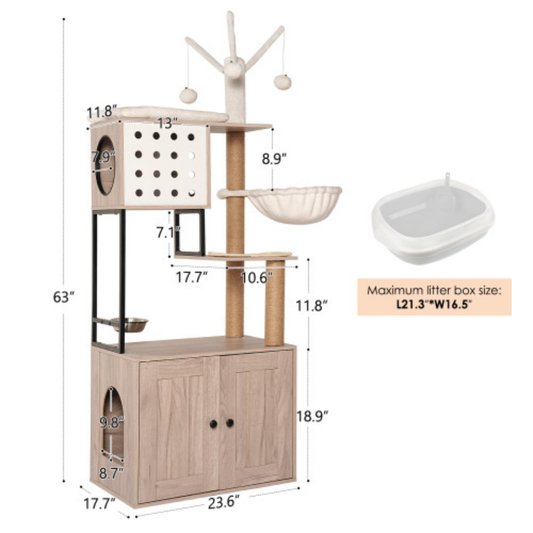 Indoor cat tree tower with wooden design