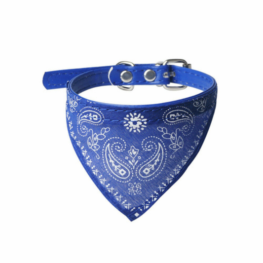 Blue adjustable dog bandana with collar