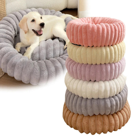 Pet Kennels Long Plush Round Cat Nest Winter Warm Dog Beds Kennel