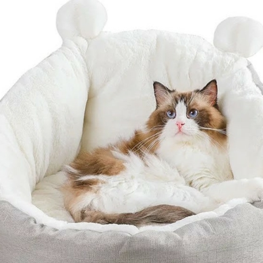 Soft grey cat bed sleeping bag for medium cats