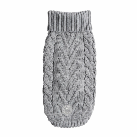 Grey knit dog sweater with turtleneck design